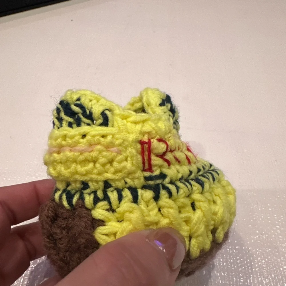 Handmade Crochet Kids Shoes - Green and Brown